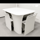 Trueliving  Classy White Luxurious Dinning Table H 30 x W 45 x D 35; Chair : H 34 x W 18 x D 18